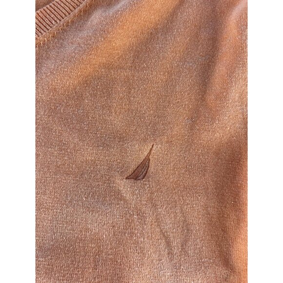 Nautica Sweater Mens Large Orange V Neck 100% Cotton Pullover Lightweight Knit - Picture 10 of 11